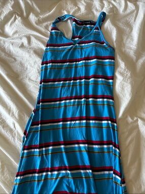 Blue Striped Maxi Dress - Racerback Style
